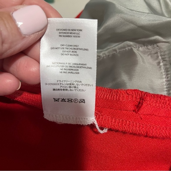 Interior The Clement Trousers Red Wide Leg Ankle Pants Size 8 Wool - Picture 10 of 10